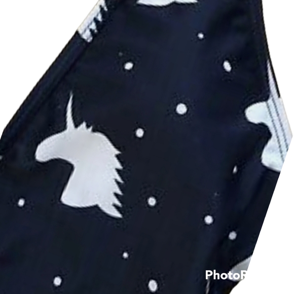 Pat Pat Unicorn Navy Blue and White One Piece Halter Swimsuit sz medium - Picture 3 of 3